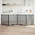 vidaXL Hundgrind med dörr vikbar 4 paneler svart 320cm massivt granträ