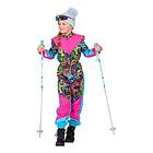 80-tals Skidoverall Rosa/Blå Barn Maskeraddräkt Medium