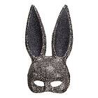 Kanin Halvmask Svart med Strass One size