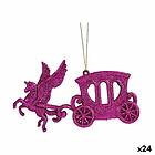 Krist+ Julgranskula Magisk vagn Fuchsia Plast Glitter 15 x 8,5 x 4,5 cm (24 anta