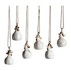 Nääsgränsgården Höna Glamour 4cm Hängande 6-pack, Vit/Guld