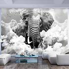 Arkiio Fototapet Elephant In The Clouds Black And White