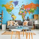 Arkiio Fototapet Självhäftande World Map Colourful Geography