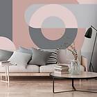 Arkiio Fototapet Självhäftande Geometric Wreath Pink