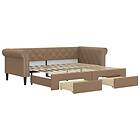 vidaXL Dagbädd utdragbar med madrasser cappuccino 90x200 cm konstläder