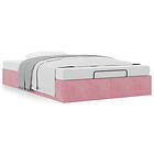 vidaXL Ottoman sängram utan madrass rosa 120x190 cm sammet