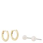 Snö Of Sweden Soap Pearl Earring Set Gold/White