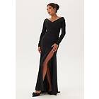 Goddiva Long Sleeve Bardot Pleat Maxi With Split