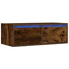 vidaXL Tv-bänk med LED-belysning rökfärgad ek 75x35,5x25 cm