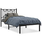 vidaXL Sängram med huvudgavel metall svart 90x190 cm