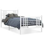 vidaXL Sängram med huvudgavel och fotgavel vit metall 107x203 cm