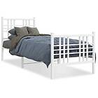 vidaXL Sängram med huvudgavel och fotgavel vit metall 75x190 cm