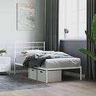 vidaXL Sängram med huvudgavel metall vit 90x190 cm
