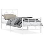 vidaXL Sängram med huvudgavel och fotgavel vit metall 75x190 cm
