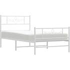 vidaXL Sängram med huvudgavel och fotgavel vit metall 90x200 cm