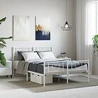 vidaXL Sängram med huvudgavel och fotgavel vit metall 140x190 cm
