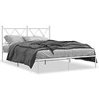 vidaXL Sängram med huvudgavel metall vit 140x200 cm