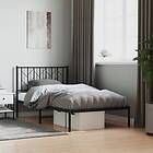 vidaXL Sängram med huvudgavel metall svart 100x190 cm