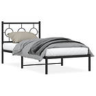 vidaXL Sängram med huvudgavel metall svart 90x190 cm