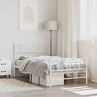 vidaXL Sängram med huvudgavel och fotgavel vit metall 107x203 cm