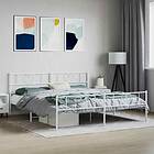 vidaXL Sängram med huvudgavel och fotgavel vit metall 200x200 cm