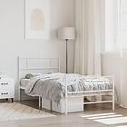 vidaXL Sängram med huvudgavel och fotgavel vit metall 75x190 cm