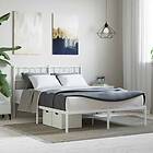vidaXL Sängram med huvudgavel metall vit 135x190 cm
