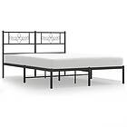 vidaXL Sängram med huvudgavel metall svart 135x190 cm