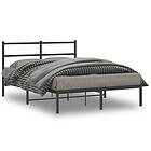 vidaXL Sängram med huvudgavel metall svart 135x190 cm