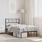 vidaXL Sängram med huvudgavel metall svart 107x203 cm