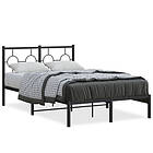 vidaXL Sängram med huvudgavel metall svart 120x190 cm