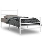 vidaXL Sängram med huvudgavel och fotgavel vit metall 107x203 cm