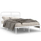 vidaXL Sängram med huvudgavel metall vit 135x190 cm