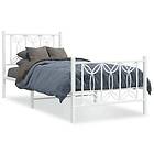 vidaXL Sängram med huvudgavel och fotgavel vit metall 90x190 cm