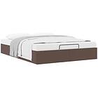 vidaXL Ottoman sängram utan madrass brun 140x190 cm konstläder