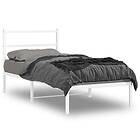 vidaXL Sängram med huvudgavel metall vit 90x190 cm