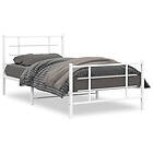 vidaXL Sängram med huvudgavel och fotgavel vit metall 107x203 cm