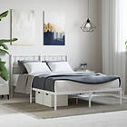 vidaXL Sängram med huvudgavel metall vit 120x200 cm