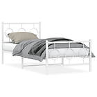 vidaXL Sängram med huvudgavel och fotgavel vit metall 90x200 cm