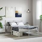 vidaXL Sängram med huvudgavel och fotgavel vit metall 135x190 cm