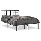 vidaXL Sängram med huvudgavel metall svart 120x190 cm