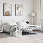 vidaXL Sängram med huvudgavel och fotgavel vit metall 183x213 cm