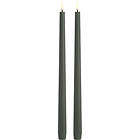 Uyuni Lighting LED Taper Candle, Olive Green, Smooth, 2,3x32 cm 2pack