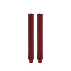 Uyuni Lighting LED Taper Candle Grooved, Wine red, Smooth, 2pack, 3,2x25,5