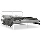 vidaXL Sängram med huvudgavel metall vit 160x200 cm