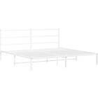 vidaXL Sängram med huvudgavel metall vit 200x200 cm