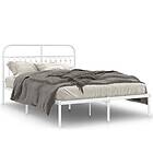 vidaXL Sängram med huvudgavel metall vit 140x190 cm