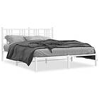 vidaXL Sängram med huvudgavel metall vit 160x200 cm