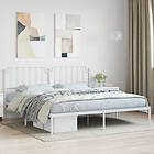 vidaXL Sängram med huvudgavel metall vit 193x203 cm