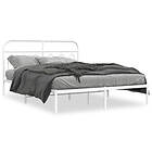 vidaXL Sängram med huvudgavel metall vit 140x190 cm
